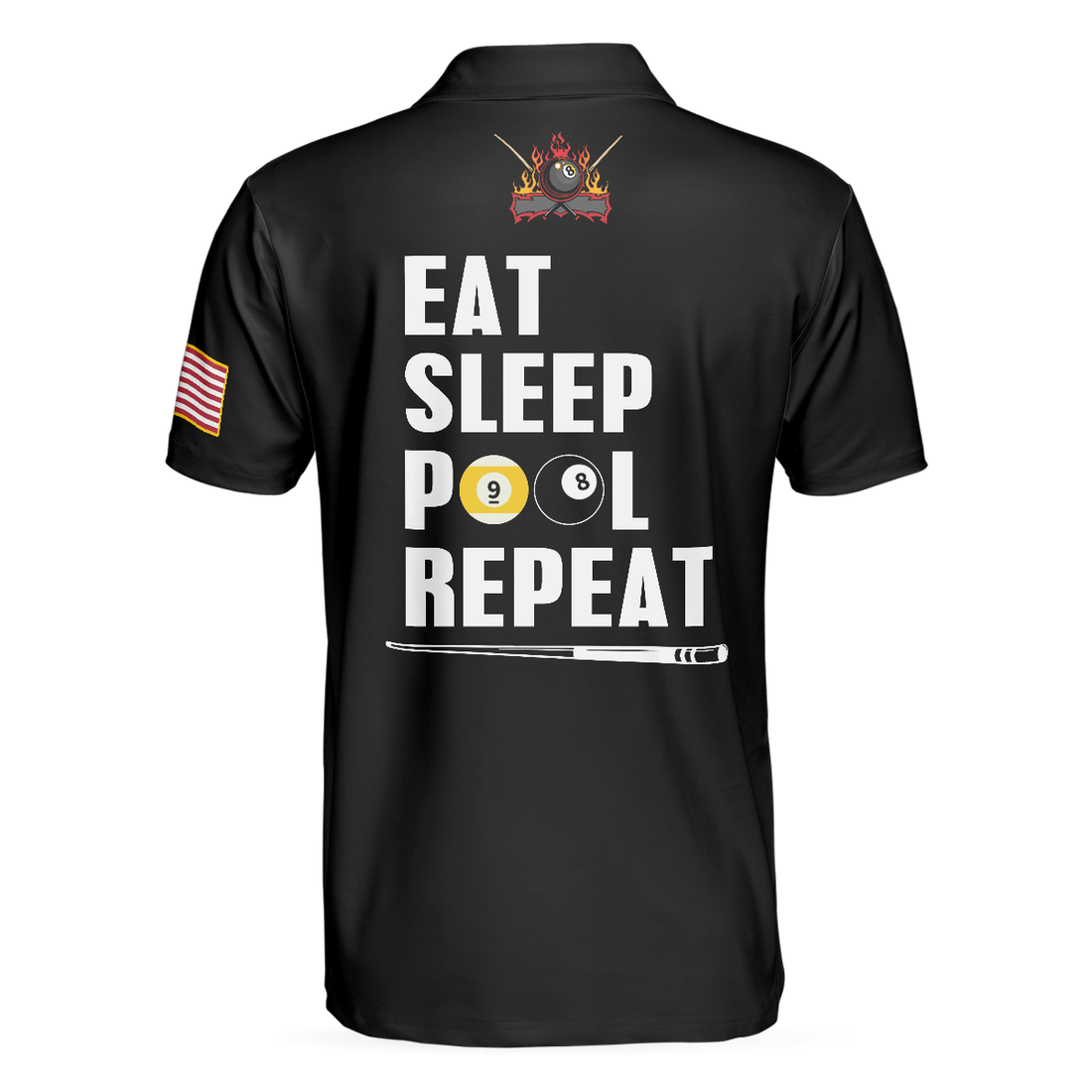 Eat Sleep Pool Repeat Billiards Shirt For Men Polo Shirt American Flag Billiards Shirt Funny Sayings Shirt - 1