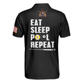 Eat Sleep Pool Repeat Billiards Shirt For Men Polo Shirt American Flag Billiards Shirt Funny Sayings Shirt - 2