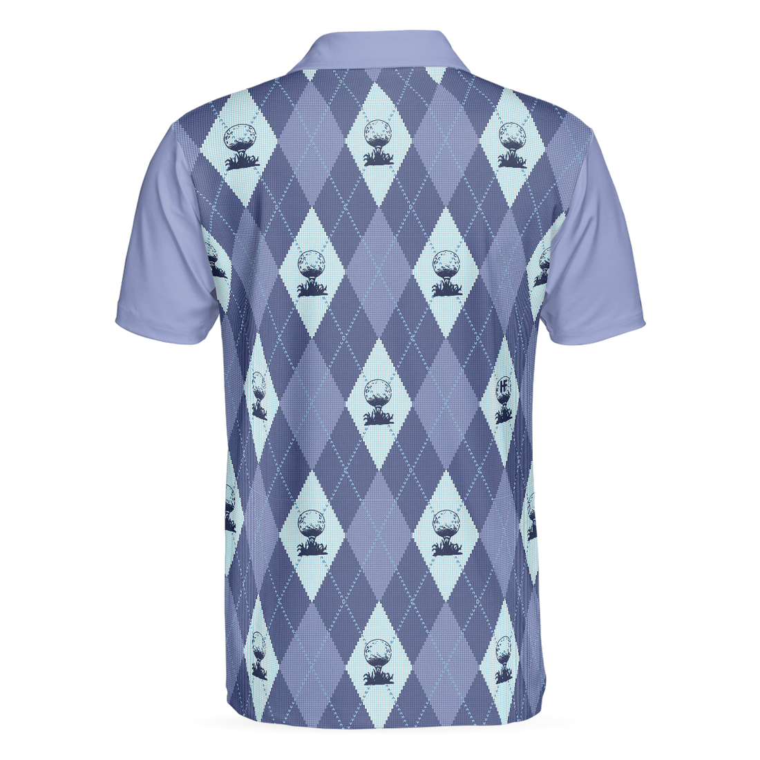 Vintage Blue Palatte Girl Golf Polo Shirt Argyle Pattern Girl Golfer Silhouette Polo Shirt Fun Golf Shirt For Men - 1