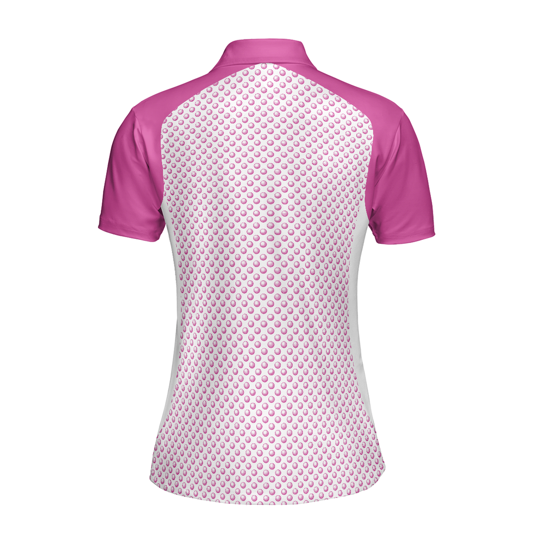 Pink Golf Balls Seamless Pattern Short Sleeve Women Polo Shirt - 1