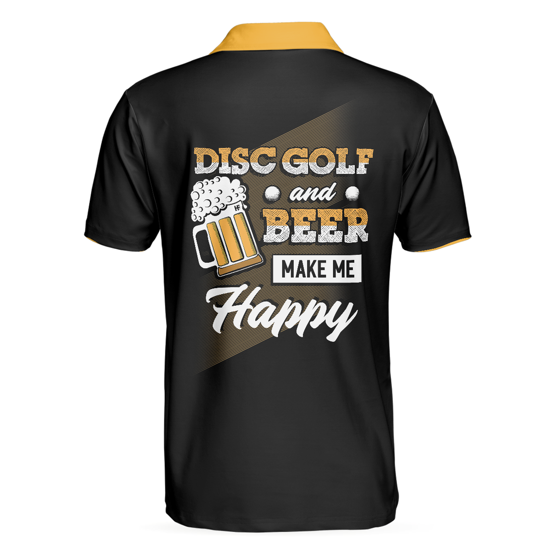 Disc Golf  Beer Make Me Happy Polo Shirt Yellow Plaid Pattern Disc Golf Shirt Funny Disc Golf Shirt With Sayings - 1