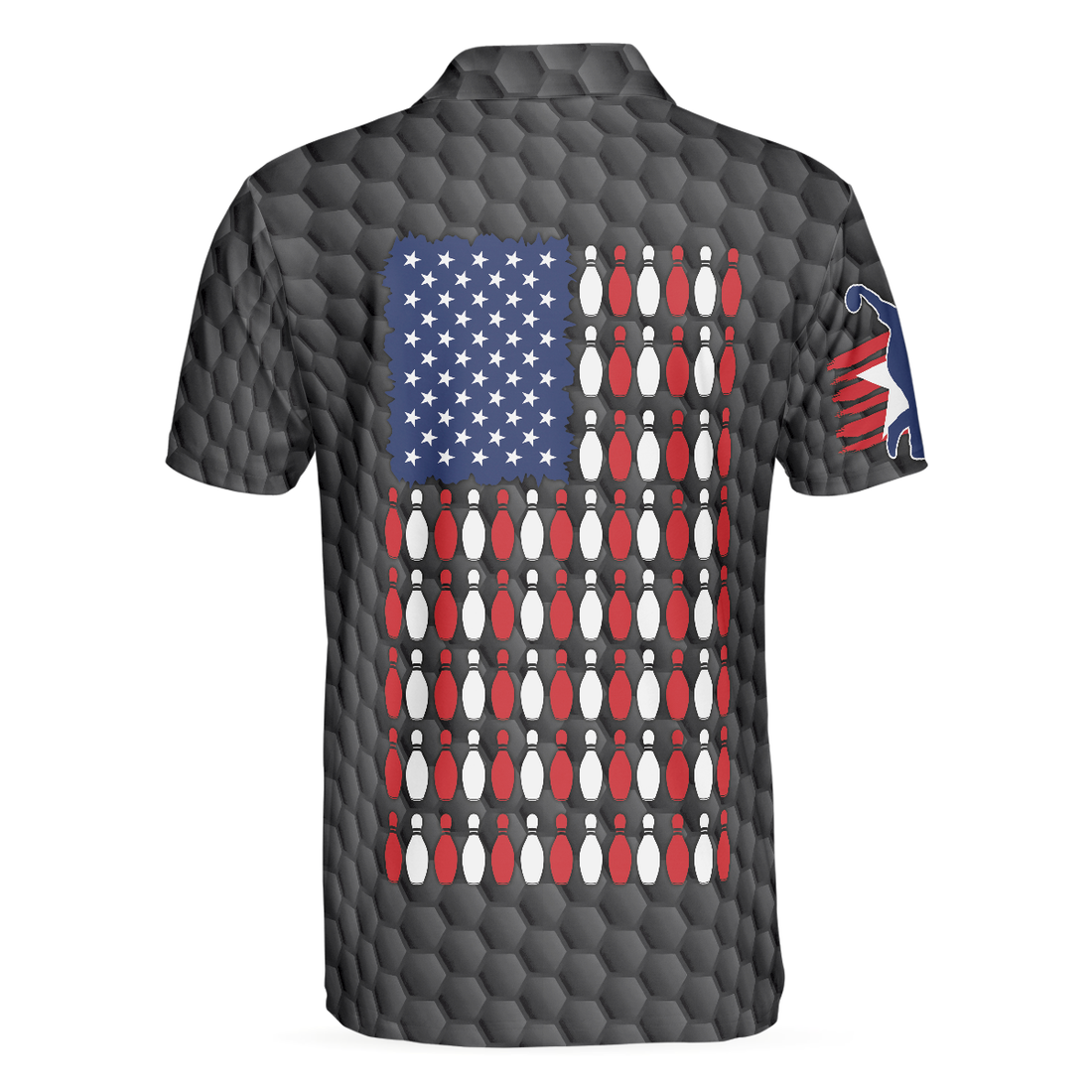 Bowling Pin American Flag Polo Shirt Black Ten Pin Bowling Polo Shirt Bowling Gift Idea For Bowlers - 1