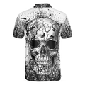 Skull Crow Black And White Short Sleeve Polo Shirt Dark Forrest Skull Crow Shirt For Men - 2