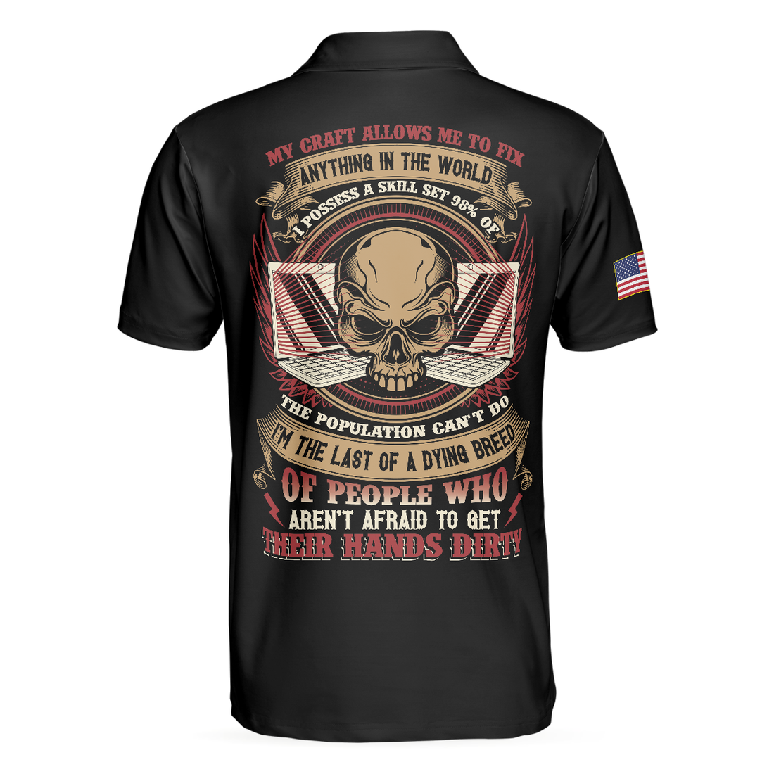 Programmer My Craft Allows Me To Fix Anything Polo Shirt Skull Ripped American Flag Golf Shirt For Men - 1