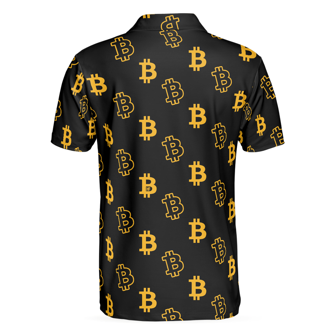 Seamless Pattern Bitcoin Polo Shirt Luxury Black And Gold Polo Shirt Best Cryptocurrency Shirt For Men - 1