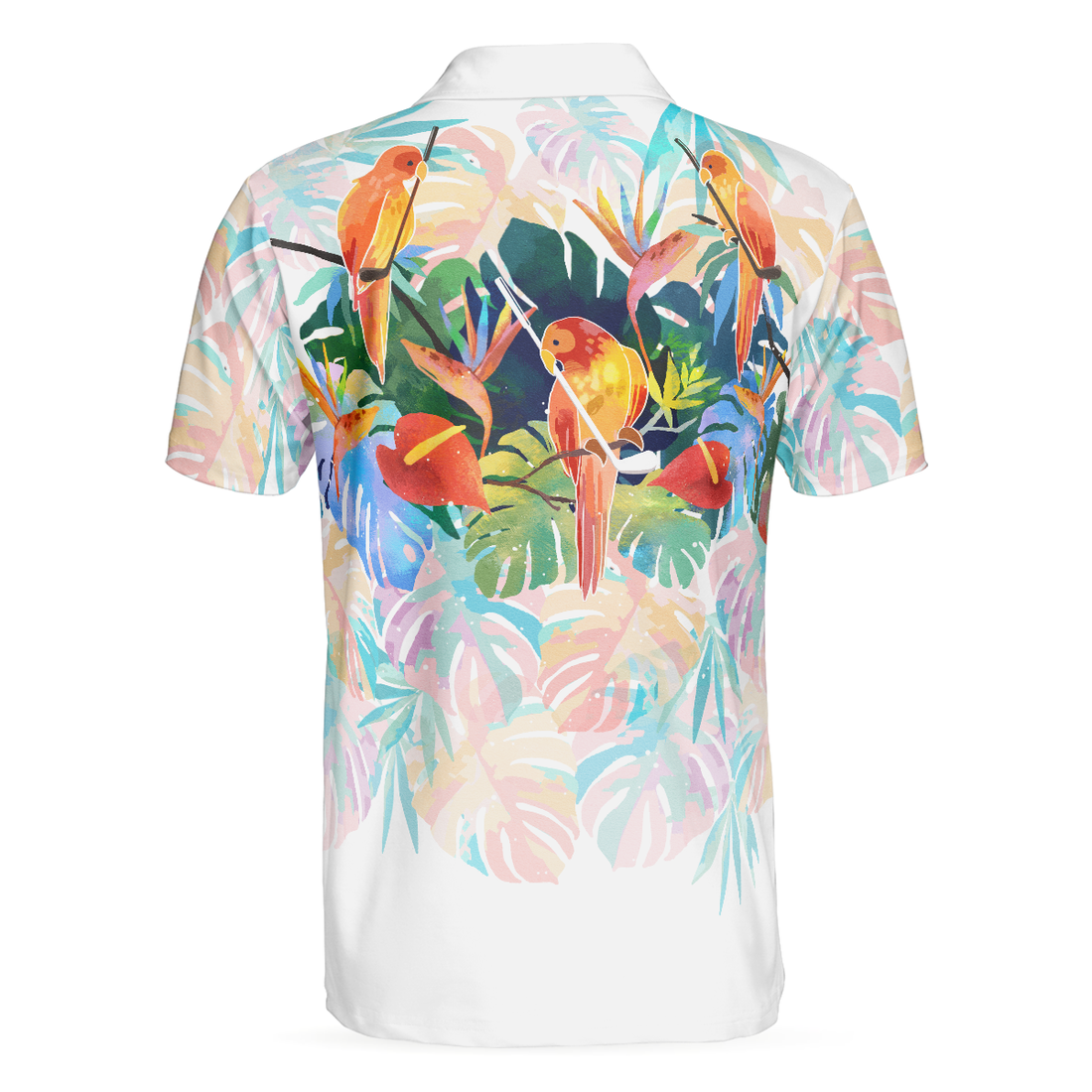 Tropical Parrots Golf Polo Shirt For Men - 1