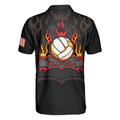 Volleyball Flame Short Sleeve Polo Shirt Black American Flag Polo Shirt Best Volleyball Shirt For Men - 2