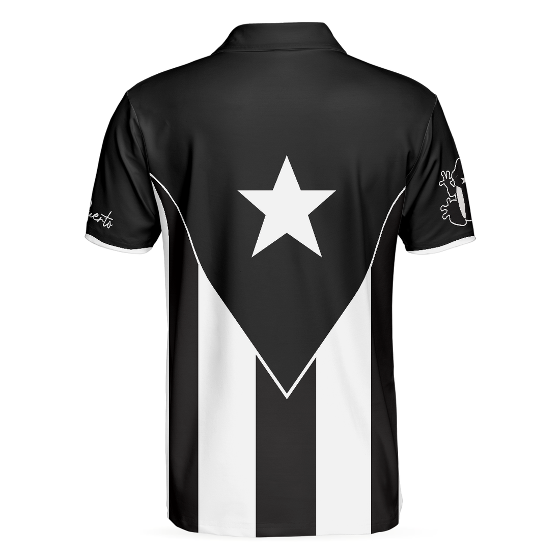 Puerto Rico Flag Black And White Polo Shirt Puerto Rican Toad Coqu Shirt - 1