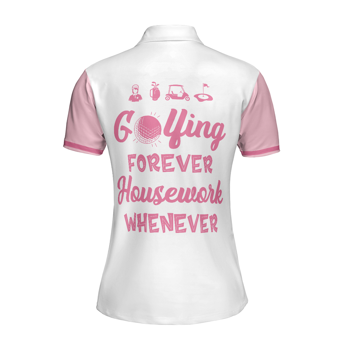 Golfing Forever Housework Whenever Leopard Argyle Style Golf Short Sleeve Women Polo Shirt Unique Female Golf Gift - 1