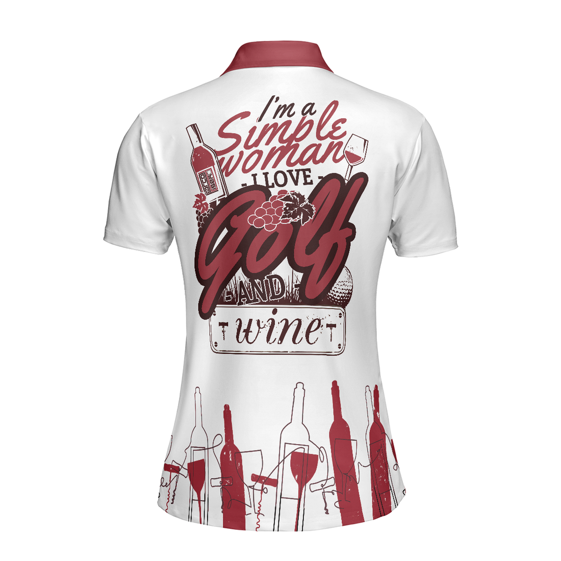 Im A Simple Woman Short Sleeve Women Polo Shirt Wine Golf Shirt For Ladies Golf Gift For Wine Lovers - 1