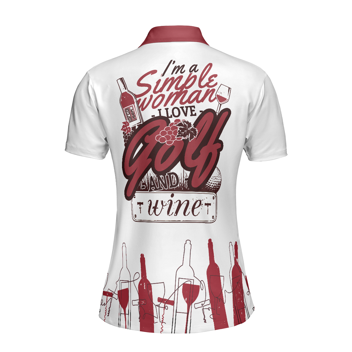 Im A Simple Woman Short Sleeve Women Polo Shirt Wine Golf Shirt For Ladies Golf Gift For Wine Lovers - 2