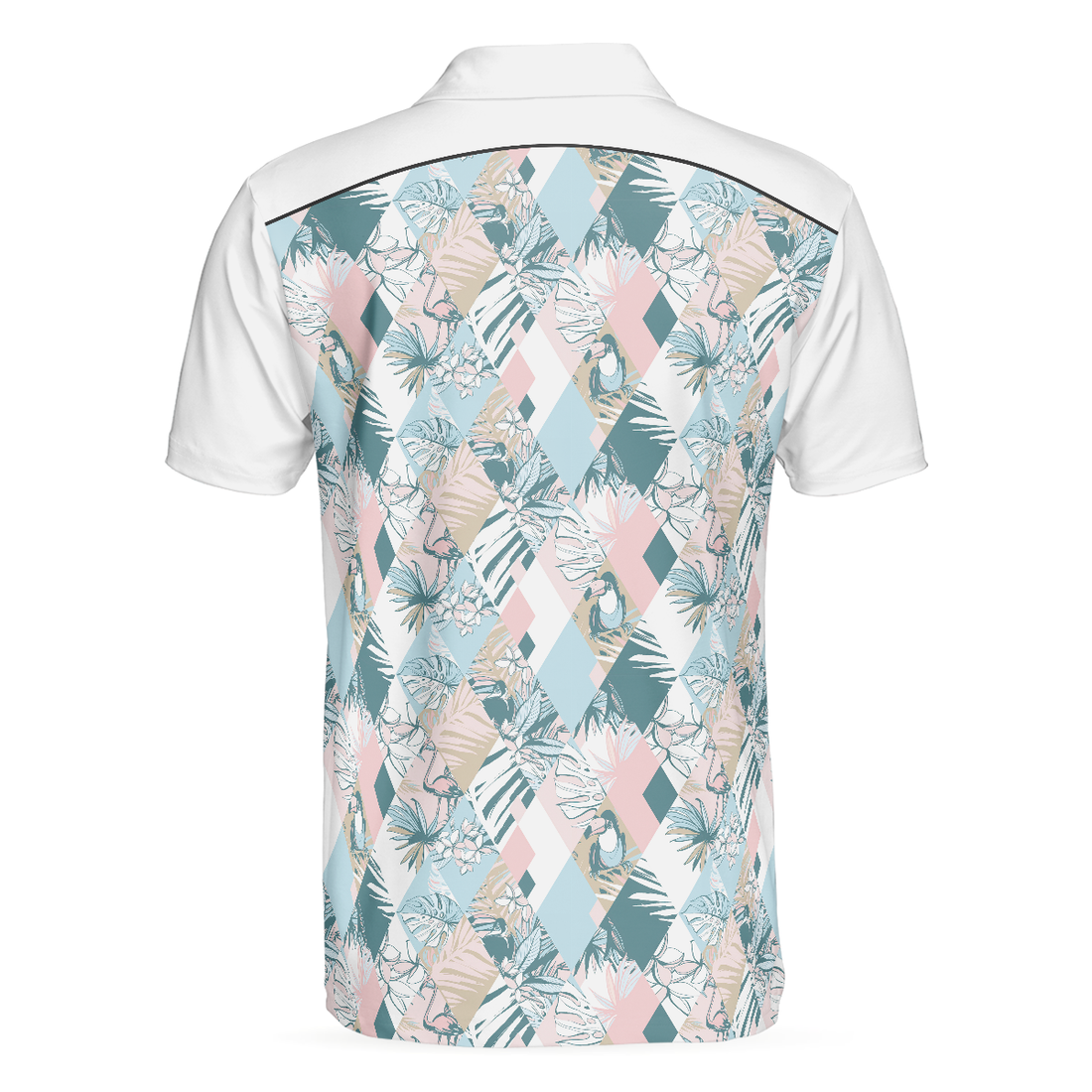 Pastel Tropical Seamless Pattern Polo Shirt Pastel Tropical Themed Polo Shirt For Men Summer Outfit Idea - 1