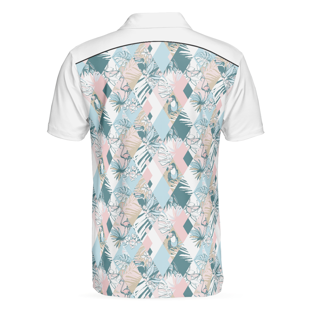 Pastel Tropical Seamless Pattern Polo Shirt Pastel Tropical Themed Polo Shirt For Men Summer Outfit Idea - 2