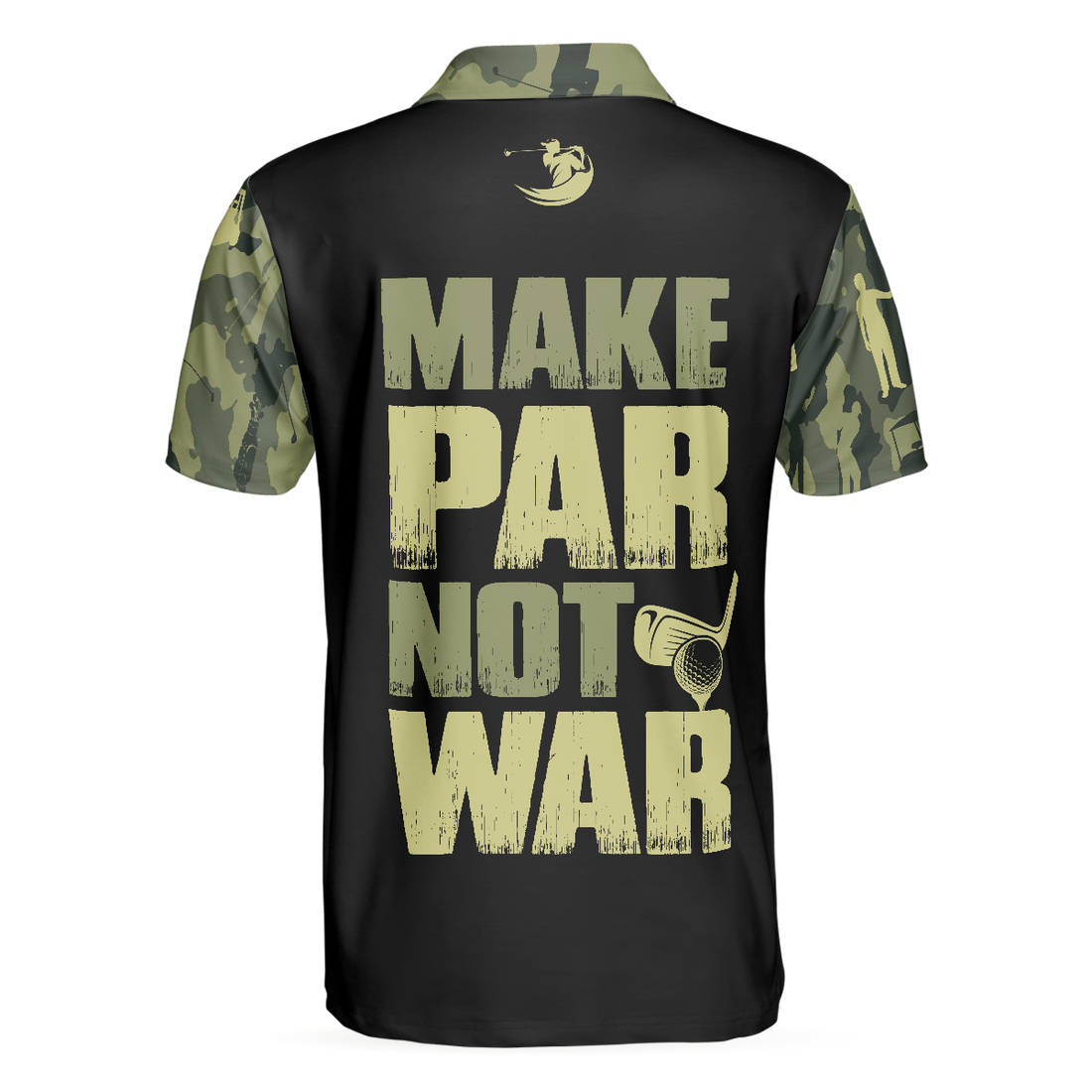 Make Par Not War Polo Shirt Camouflage Pattern Golf Shirt For Veterans Golf Gift Idea For Military Dad - 1
