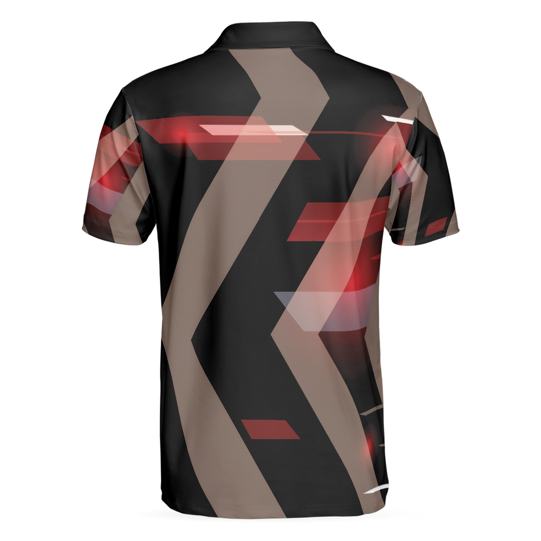 Digital Golf Style Polo Shirt Short Sleeve Black And Red Golfer Golf Shirt For Men - 1