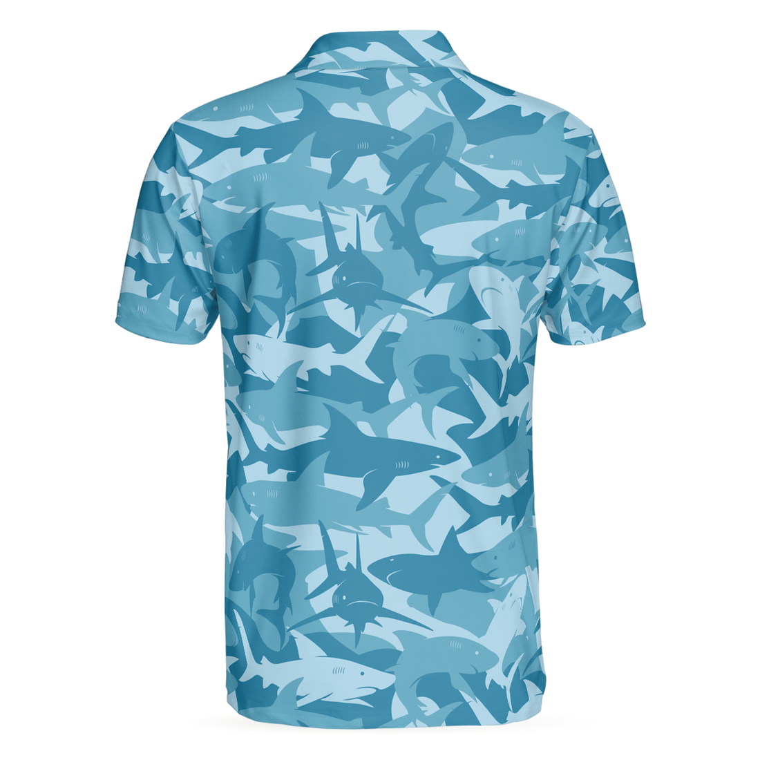 Camouflage Ocean Shark Pattern Short Sleeve Polo Shirt Camo Aqua Polo Shirt Best Shark Shirt For Men - 1