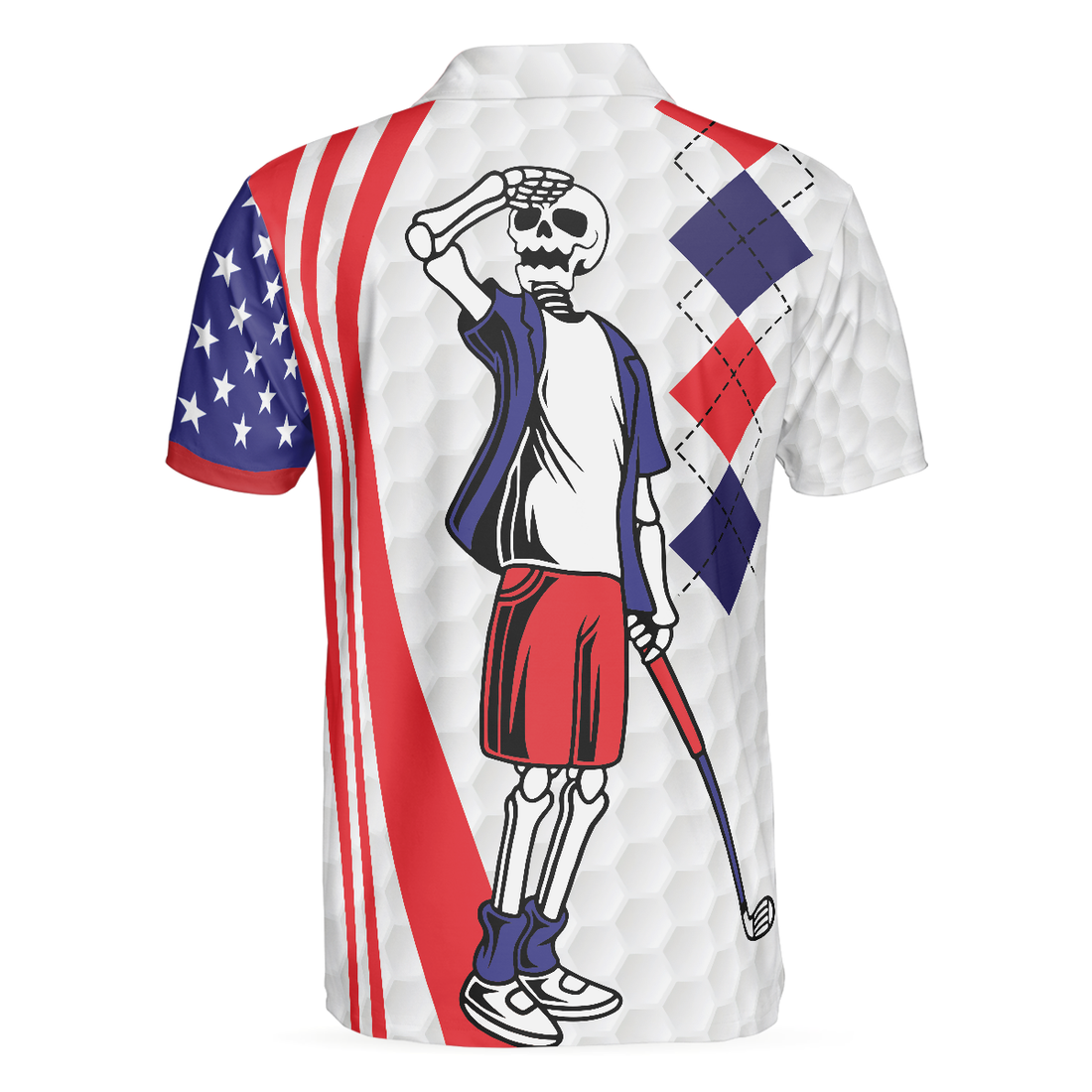 Your Hole Is My Goal Golf American Flag Polo Shirt Golf Texture Argyle Pattern USA Flag Polo Shirt Best Golf Shirt For Men - 1