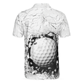 Golf Ball Breaking Polo Shirt Black And White Cracking Pattern Polo Shirt Best Golf Shirt For Men - 2