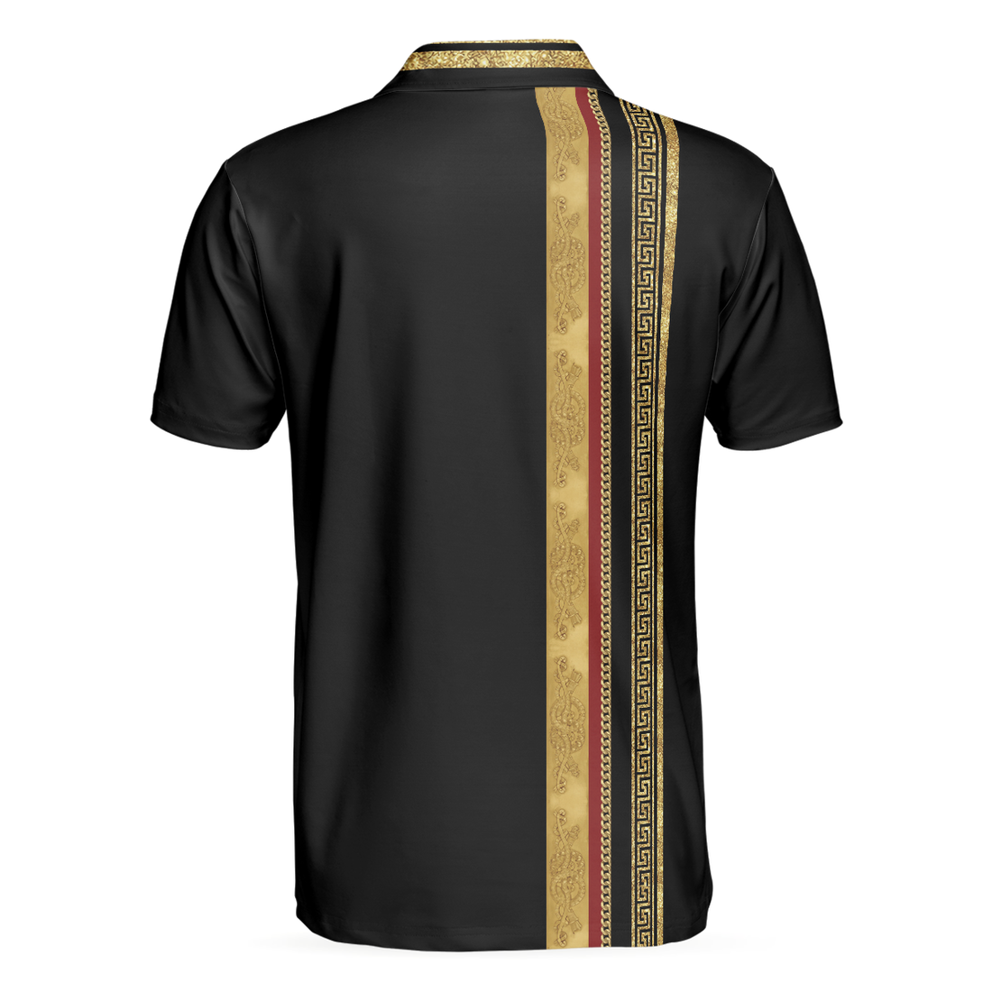 Luxury Baroque Pattern Golf Polo Shirt Golden Greek Key Pattern Polo Shirt Best Golf Shirt For Men - 1