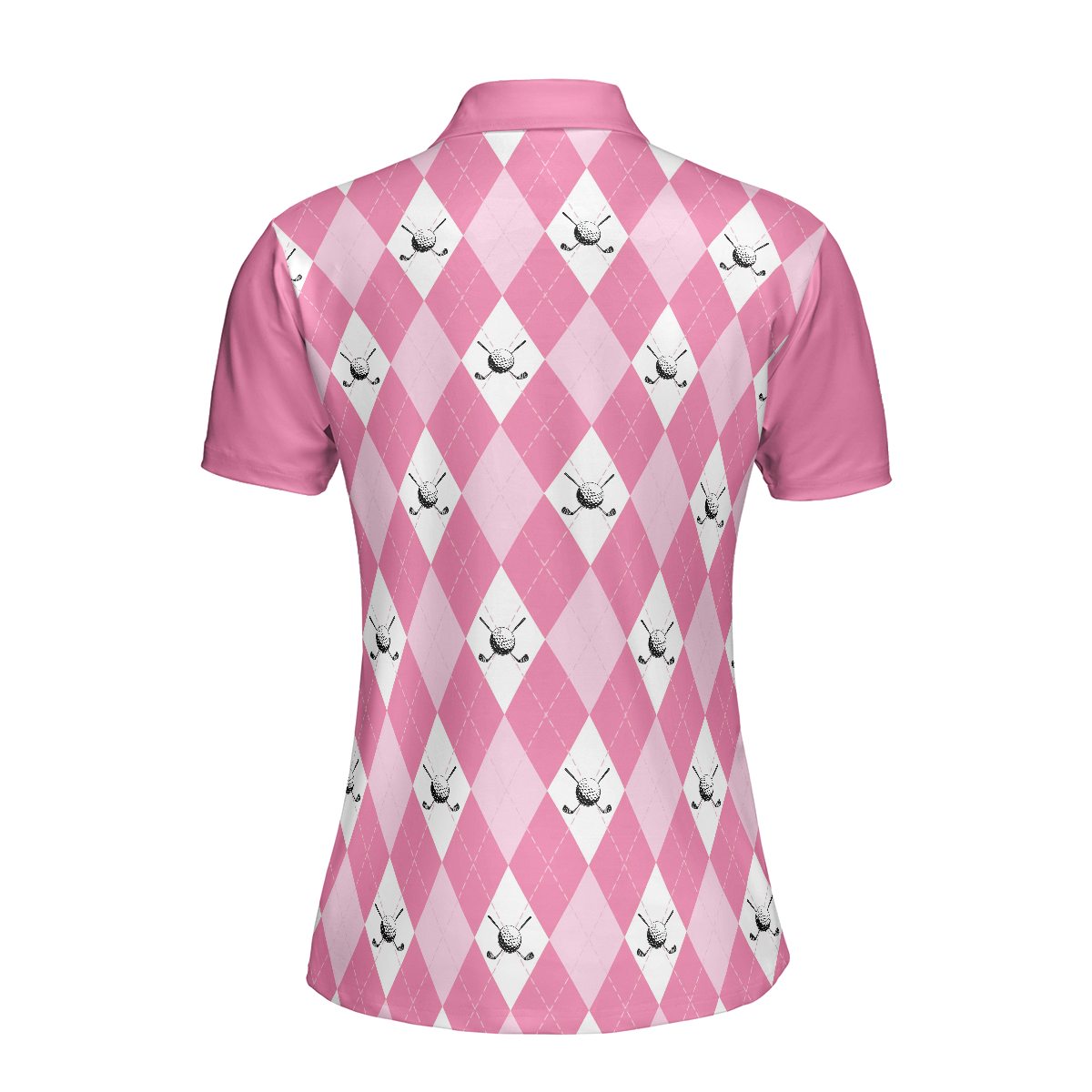 Golf Polo Short Sleeve Women Polo Shirt Pink Argyle Seamless Pattern Golf Shirt For Ladies - 2