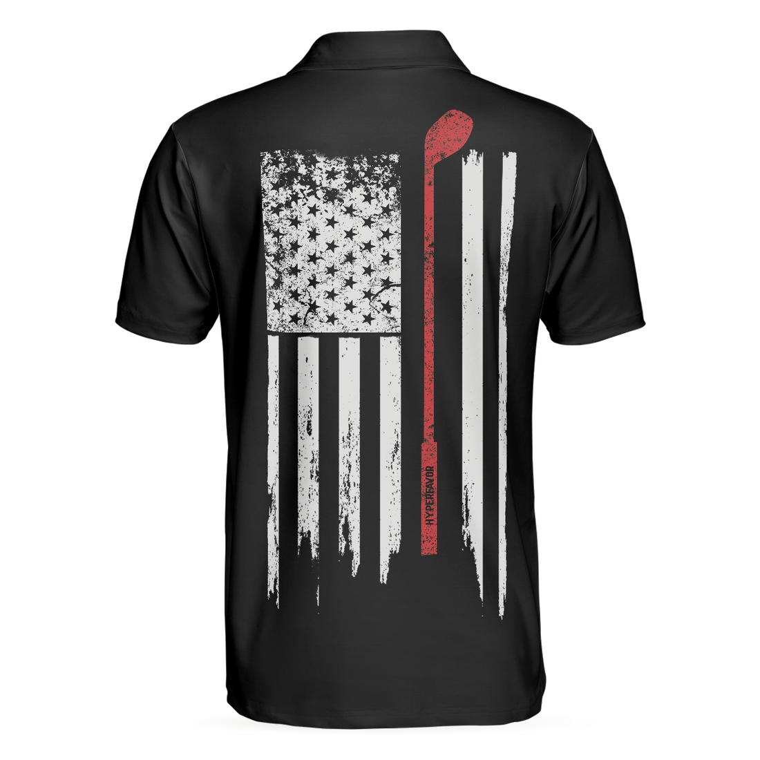 Golf Nation Short Sleeve Golf Polo Shirt Black And White American Flag Polo Shirt Patriotic Golf Shirt For Men - 1