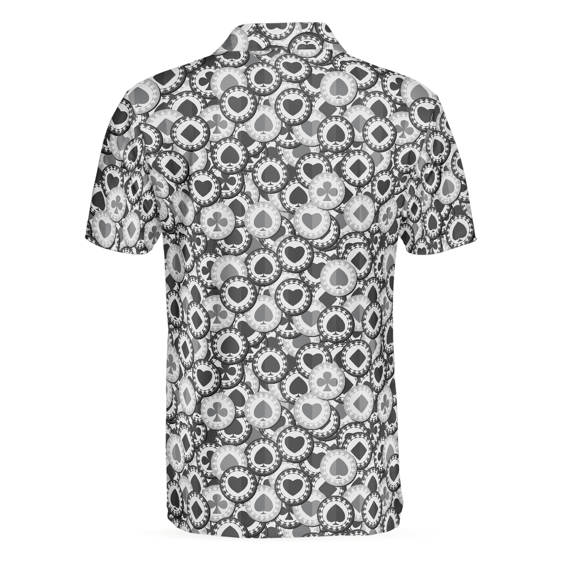 Poker All In Short Sleeve Polo Shirt Black And White Poker Chip Pattern Polo Shirt Best Poker Shirt For Men - 1