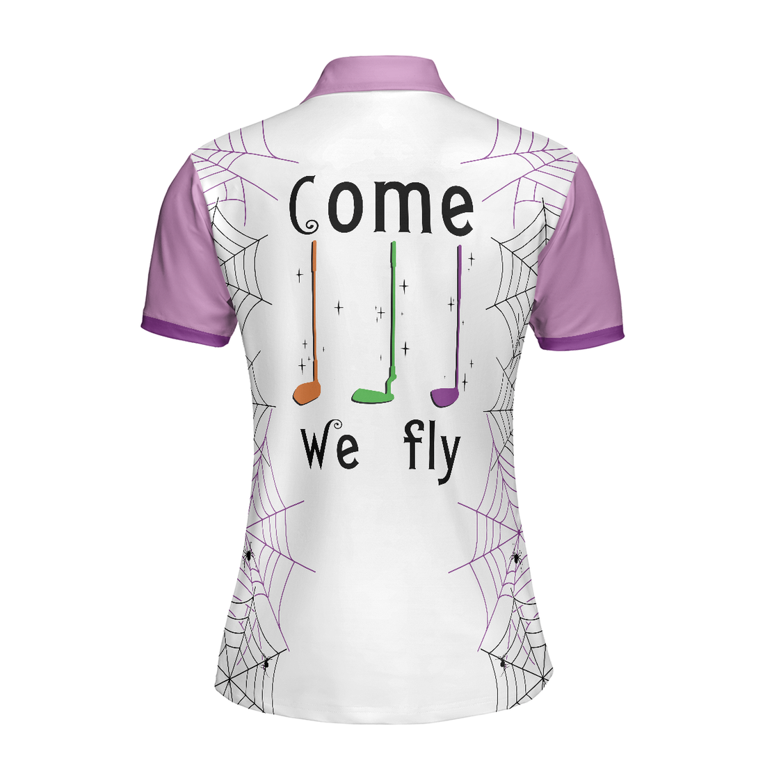 Come We Fly Golf Short Sleeve Women Polo Shirt Witch Halloween Golf Shirt For Ladies - 1