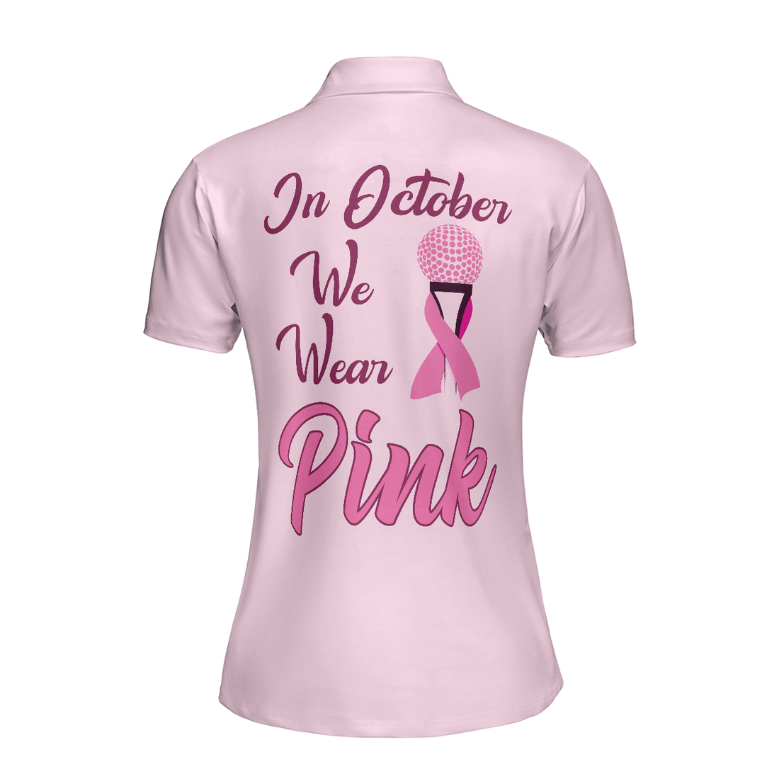 In October We Wear Pink Short Sleeve Women Polo Shirt - 1