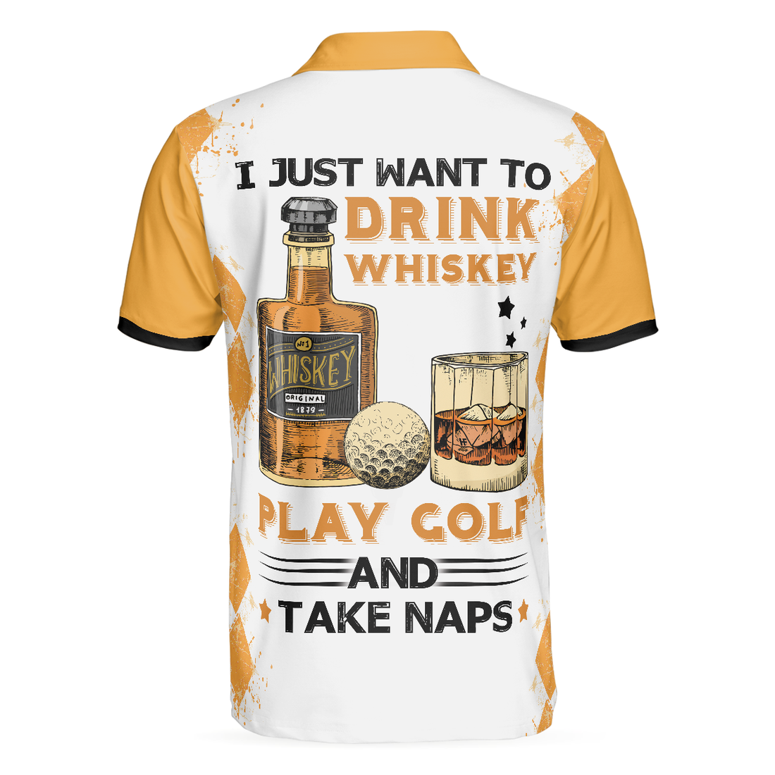 Golf Whisky And Take Naps Short Sleeve Polo Shirt Argyle Pattern Wine Polo Shirt Best Golf Shirt For Men - 1