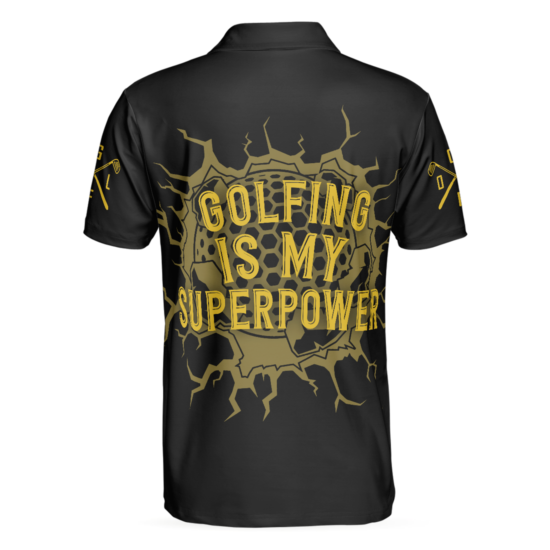 Golfing Is My Superpower Golf Polo Shirt Black Golf Club Shirt For Male Players Cool Golf Gift For Men - 1