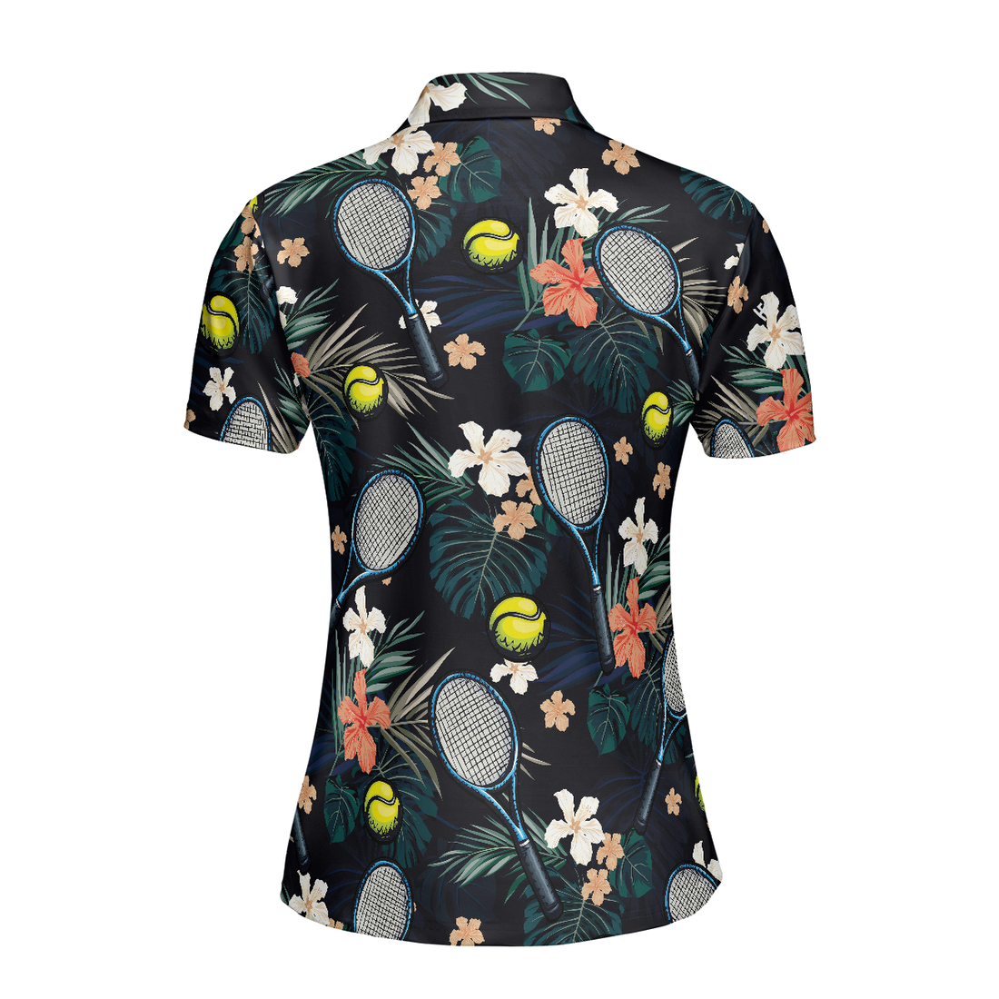 Tropical Floral Tennis Shirt For Women Short Sleeve Women Polo Shirt - 1