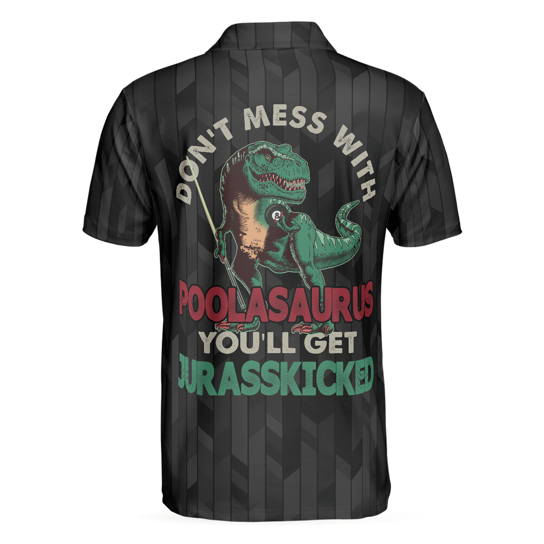 Poolasaurus Polo shirt Black Billiards Shirt Design For Billiards Lovers Cool Dinasour Polo Shirt - 1