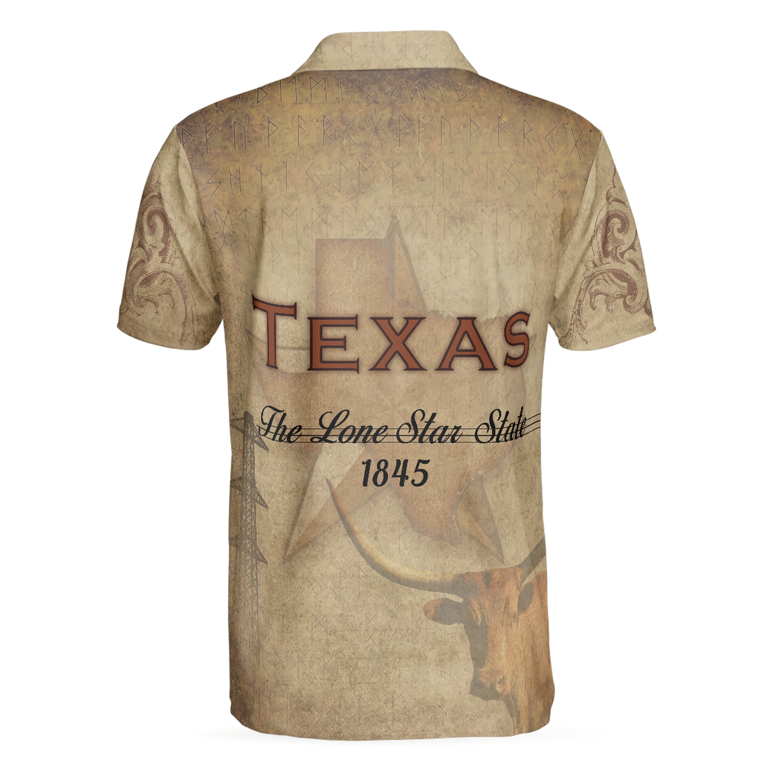 Texas The Lone Star State Polo Shirt Texas State Map Longhorn Polo Shirt Texas Proud Shirt For Men - 1