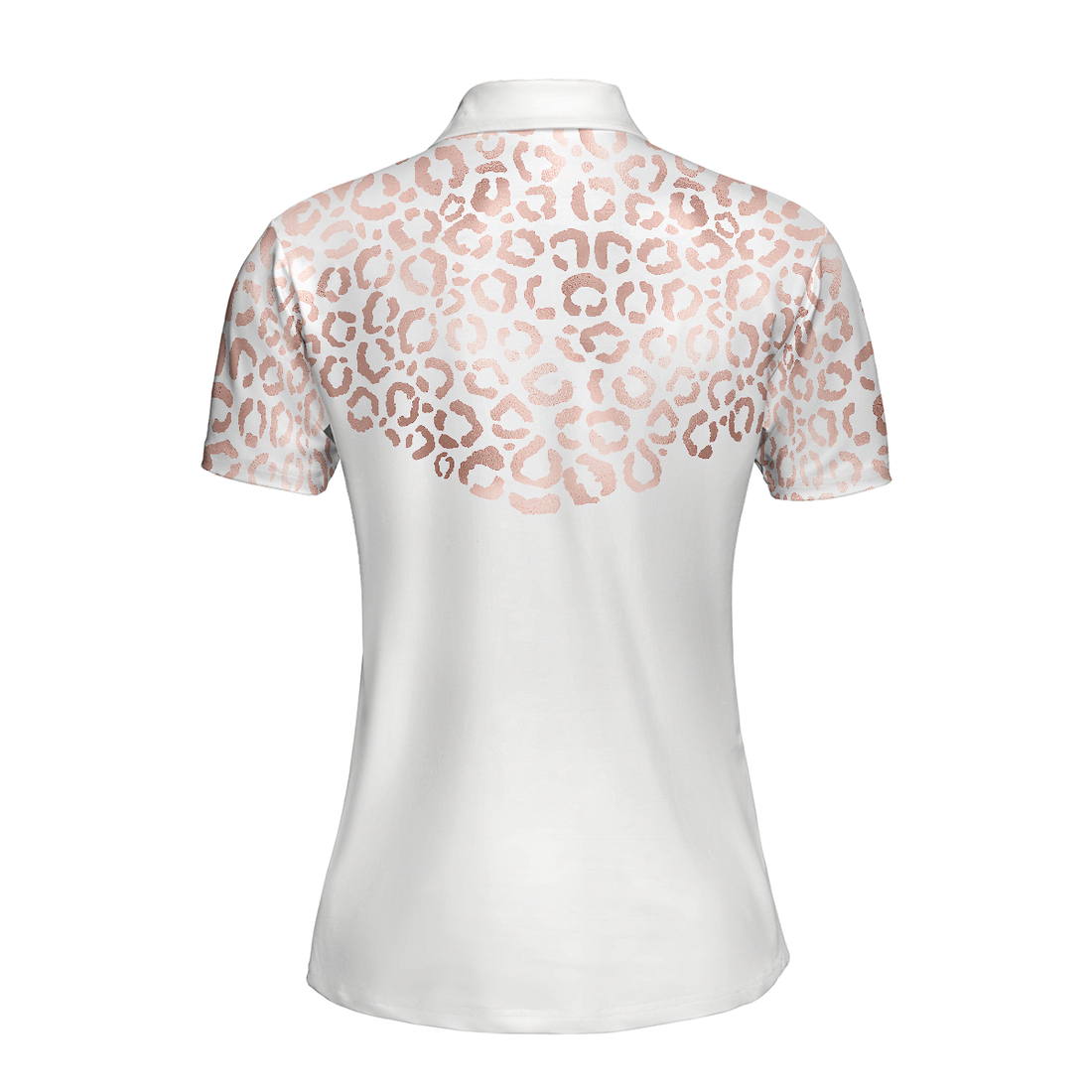 Rose Gold Leopard Pattern Shirt Short Sleeve Women Polo Shirt - 1