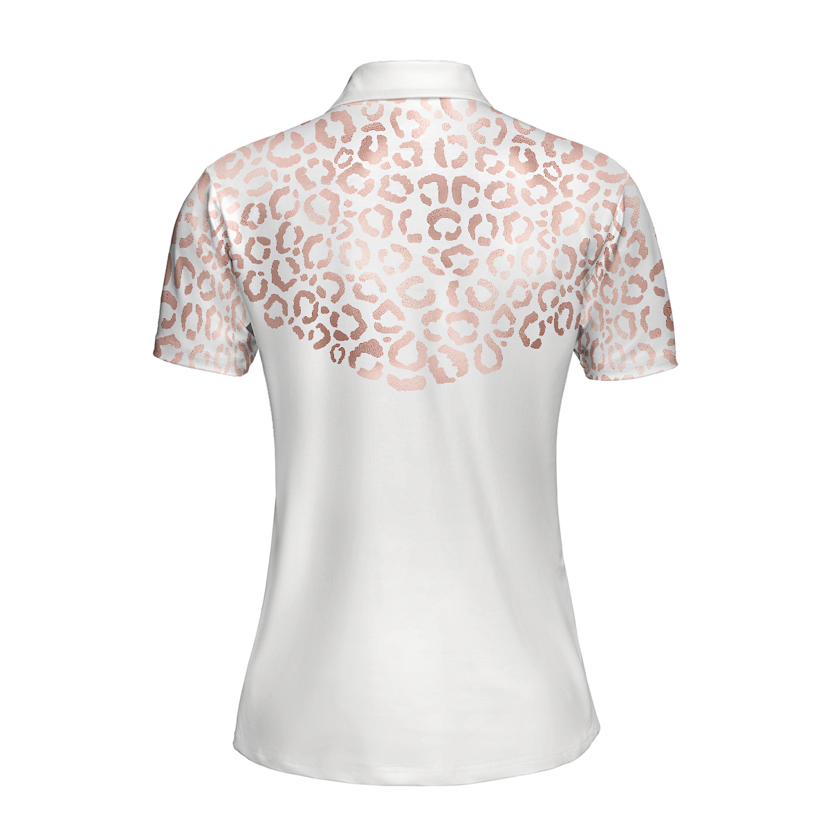 Rose Gold Leopard Pattern Shirt Short Sleeve Women Polo Shirt - 2