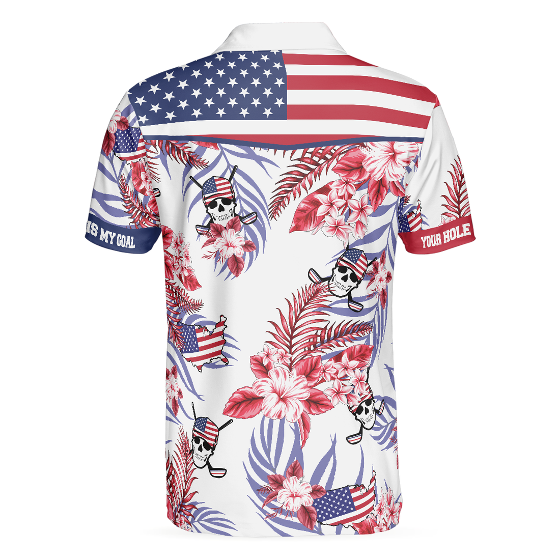 Seamless Tropical Pattern Golf Skull America V2 Polo Shirt Texas Bluebonnet Golf Shirt For Men - 1