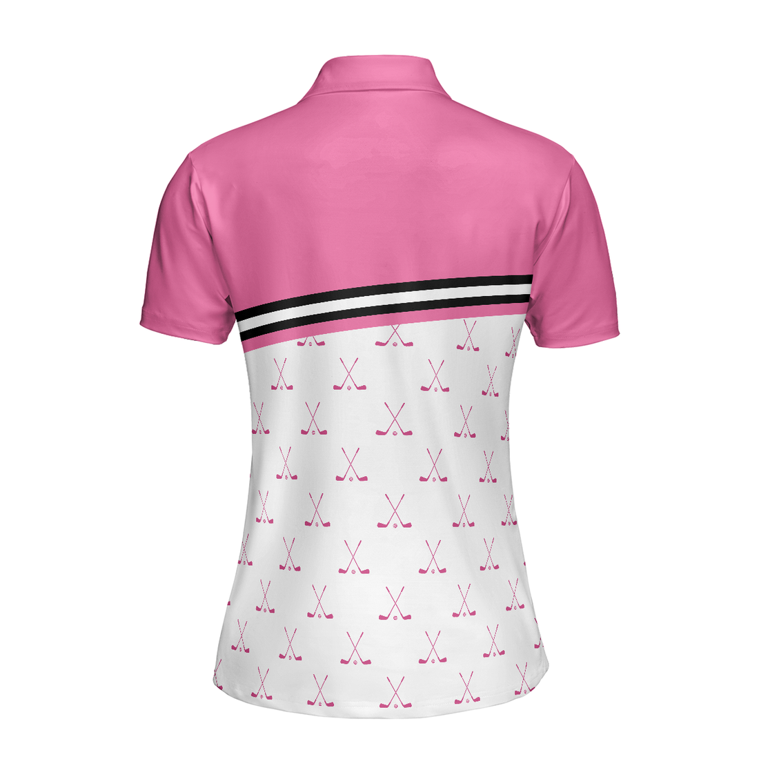 Crossed Pink Golf Clubs Golf Short Sleeve Women Polo Shirt - 1