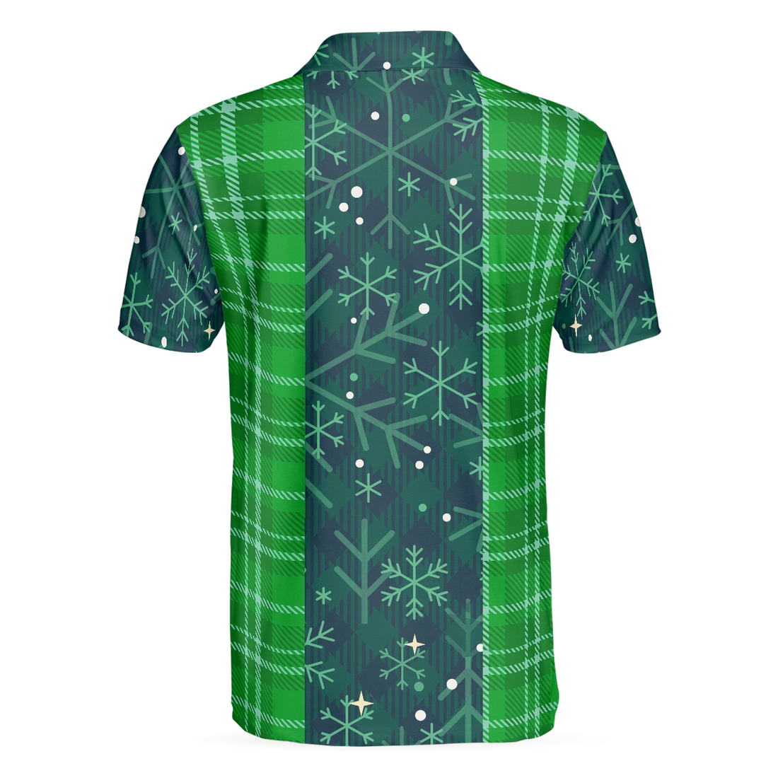 Christmas Bowling with Flannel Plaid Pattern Mens Polo Shirts - 1