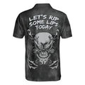 Rippin Lips Skull Fish Skeleton Fishing Polo Shirt Black Fish Hook Polo Shirt Best Fishing Shirt For Men - 2