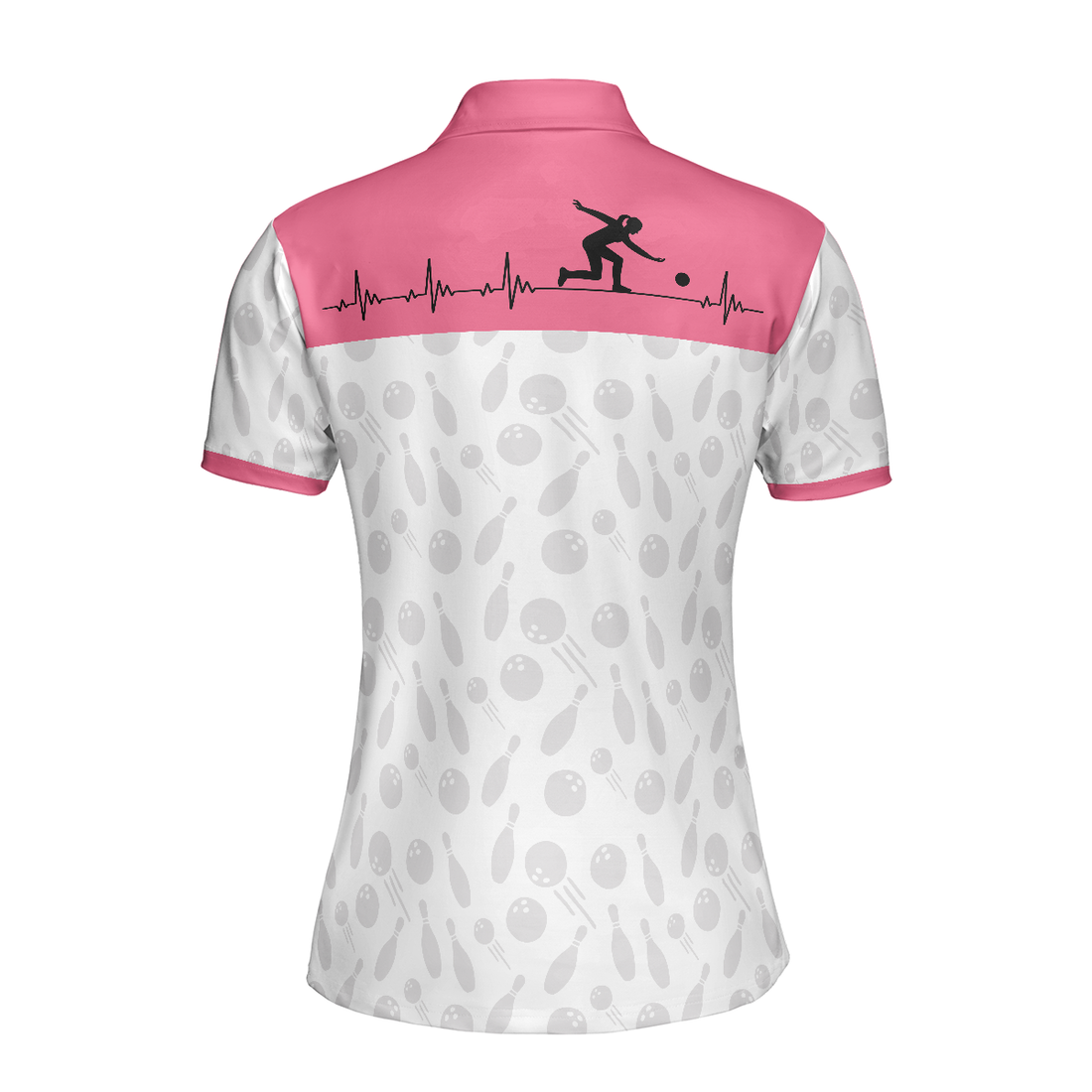 Bowling Is My Heart Bowling Short Sleeve Women Polo Shirt Bowling Balls And Pins Pattern Polo Shirt For Ladies - 1