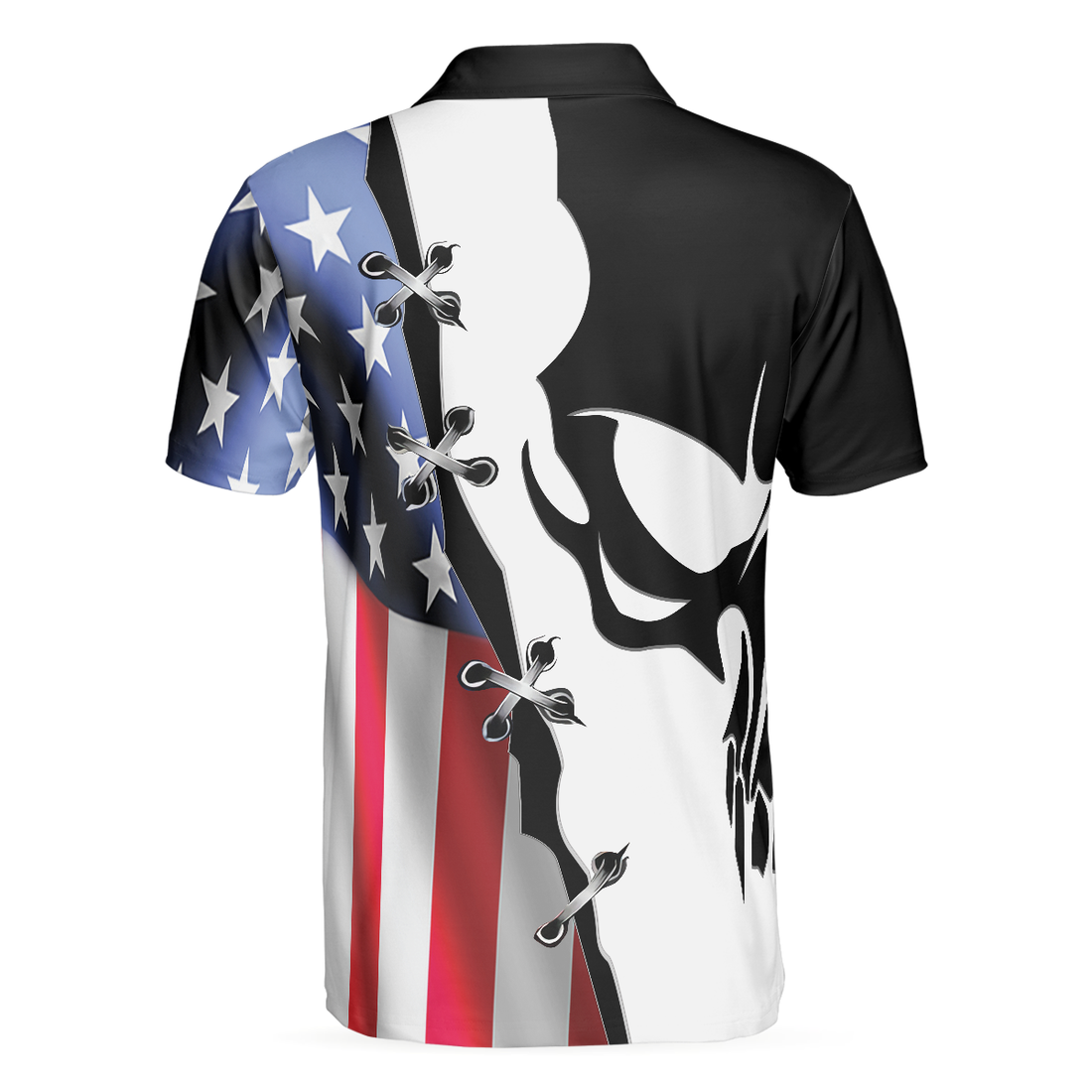 Black Skull Billiards Short Sleeve Polo Shirt American Flag Polo Shirt Best Billiards Shirt For Men - 1