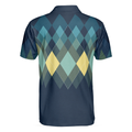 Dark Green Argyle Pattern Polo Shirt For Men - 2