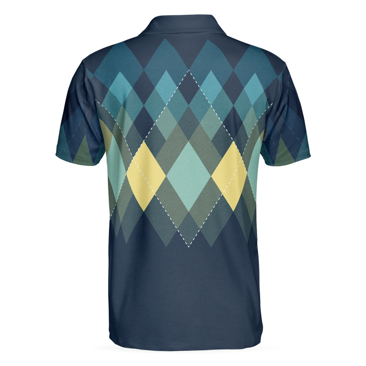 Dark Green Argyle Pattern Polo Shirt For Men - 2