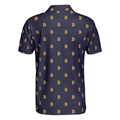 Seamless Pattern Sign Bitcoin Polo Shirt Navy Blue And Gold Polo Shirt Best Cryptocurrency Shirt For Men - 2