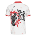 Worlds Okayest Golfer Golf Polo Shirt Red Paint Splash Black Golfer Silhouette Polo Shirt Best Golf Shirt For Men - 2