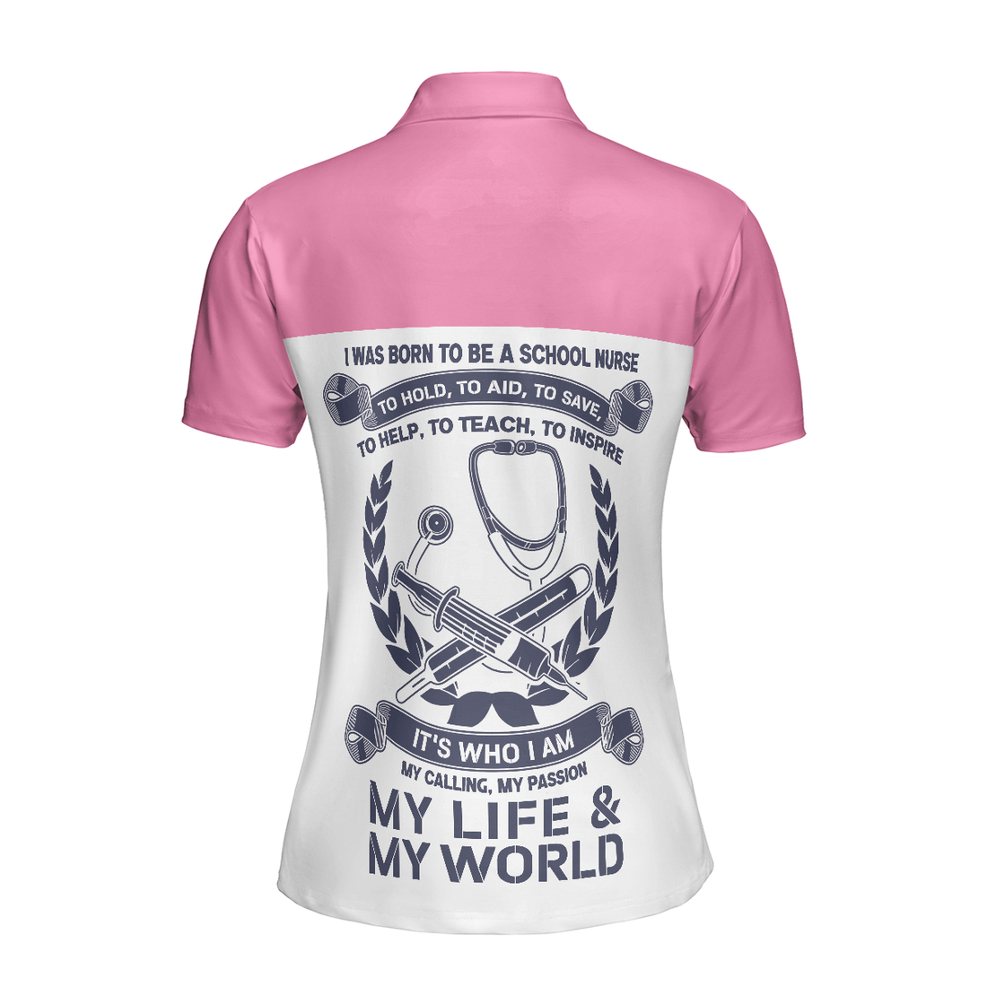 I Was Born To Be A School Nurse Short Sleeve Women Polo Shirt Argyle Pattern Shirt For Nurses Nurse Vibes Shirt - 1