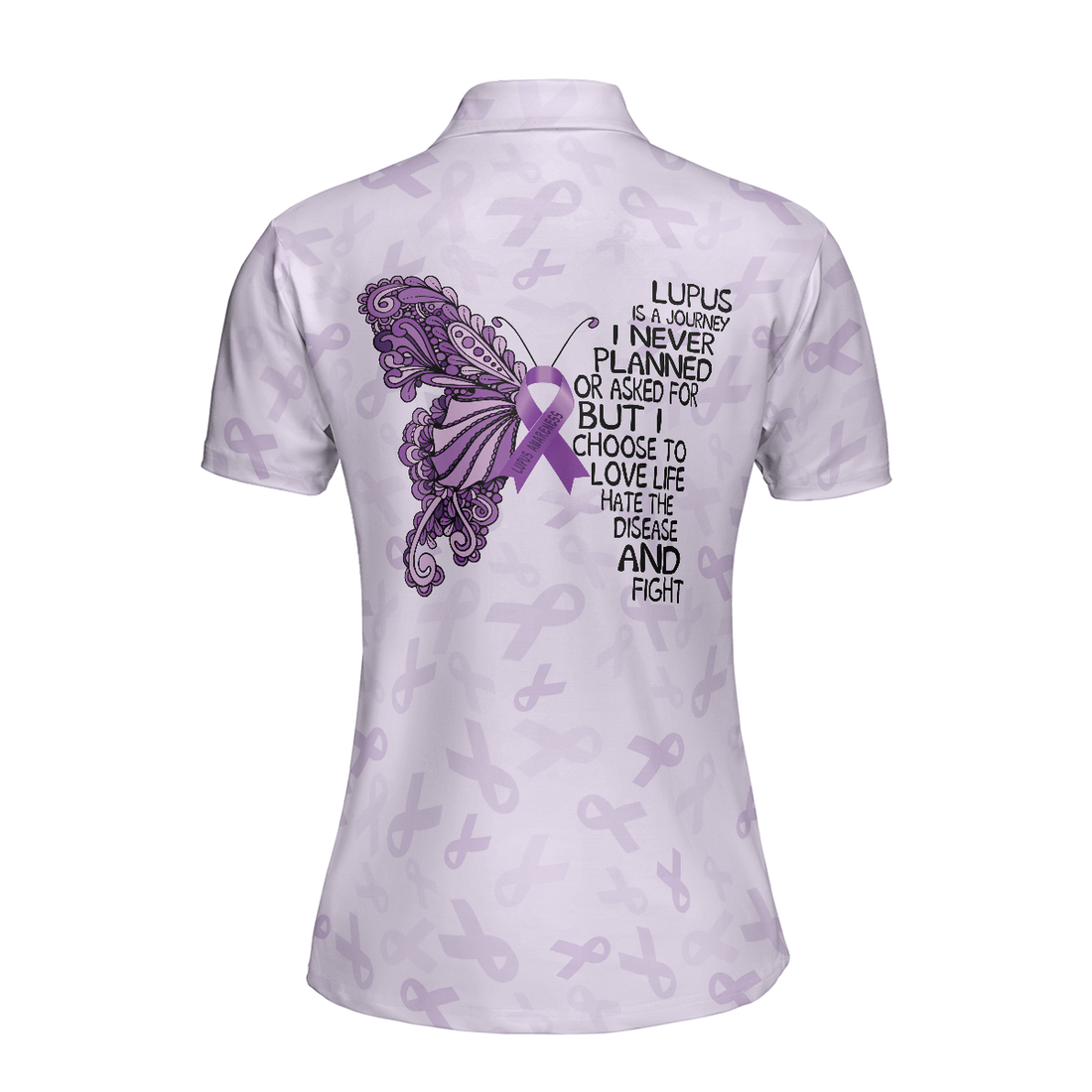 Butterfly Believe Lupus Awareness Polo Shirt Lupus Month Awareness Ribbon Polo Shirt Best Lupus Shirt For Women - 1