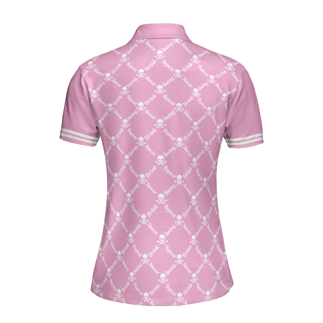 Swing Swear Drink Repeat Pink Golf Short Sleeve Women Polo Shirt Pink Golfing Shirt For Female Players - 1