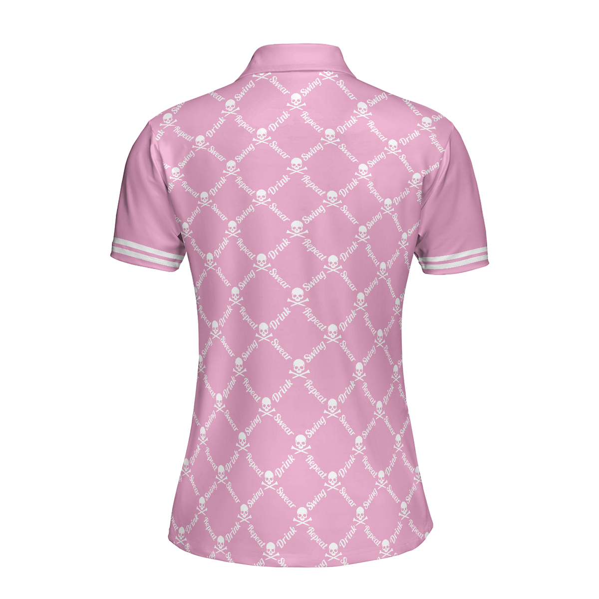 Swing Swear Drink Repeat Pink Golf Short Sleeve Women Polo Shirt Pink Golfing Shirt For Female Players - 2