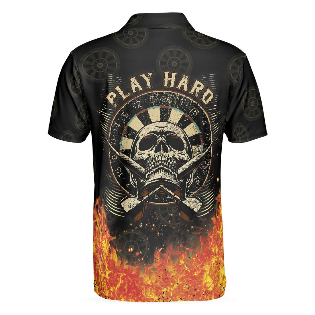 In Dart We Trust Short Sleeve Polo Shirt Fire Play Hard Skull Polo Shirt Cool Dart Shirt For Men - 1